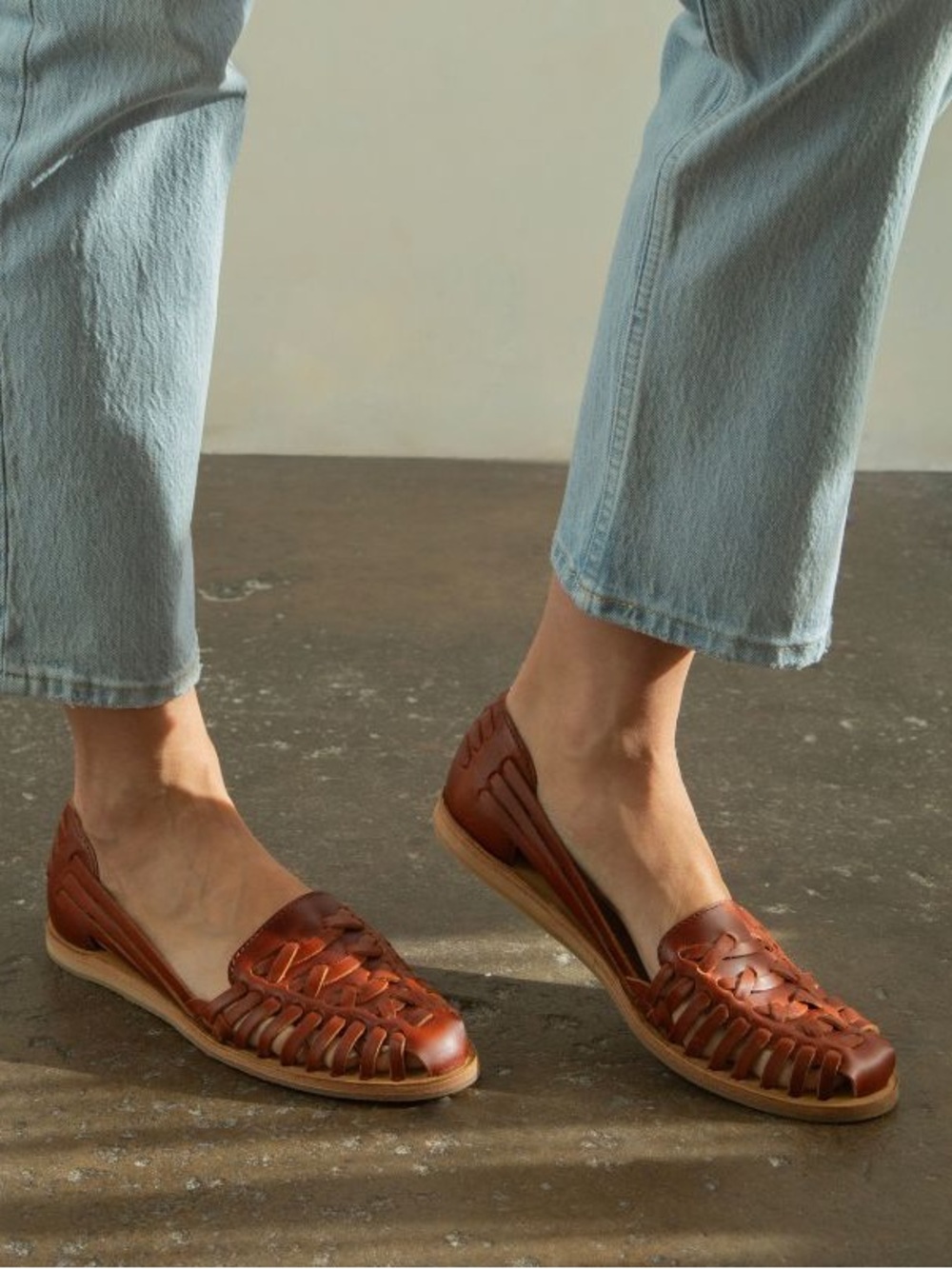 Nisolo Huarache Woven Leather Women's Sandals in Brandy